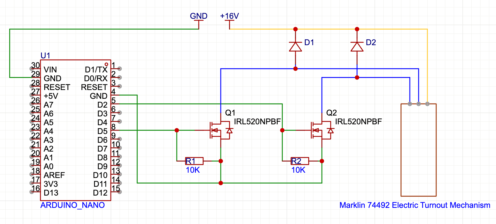 Electrical turnout mechanism circuit schematic